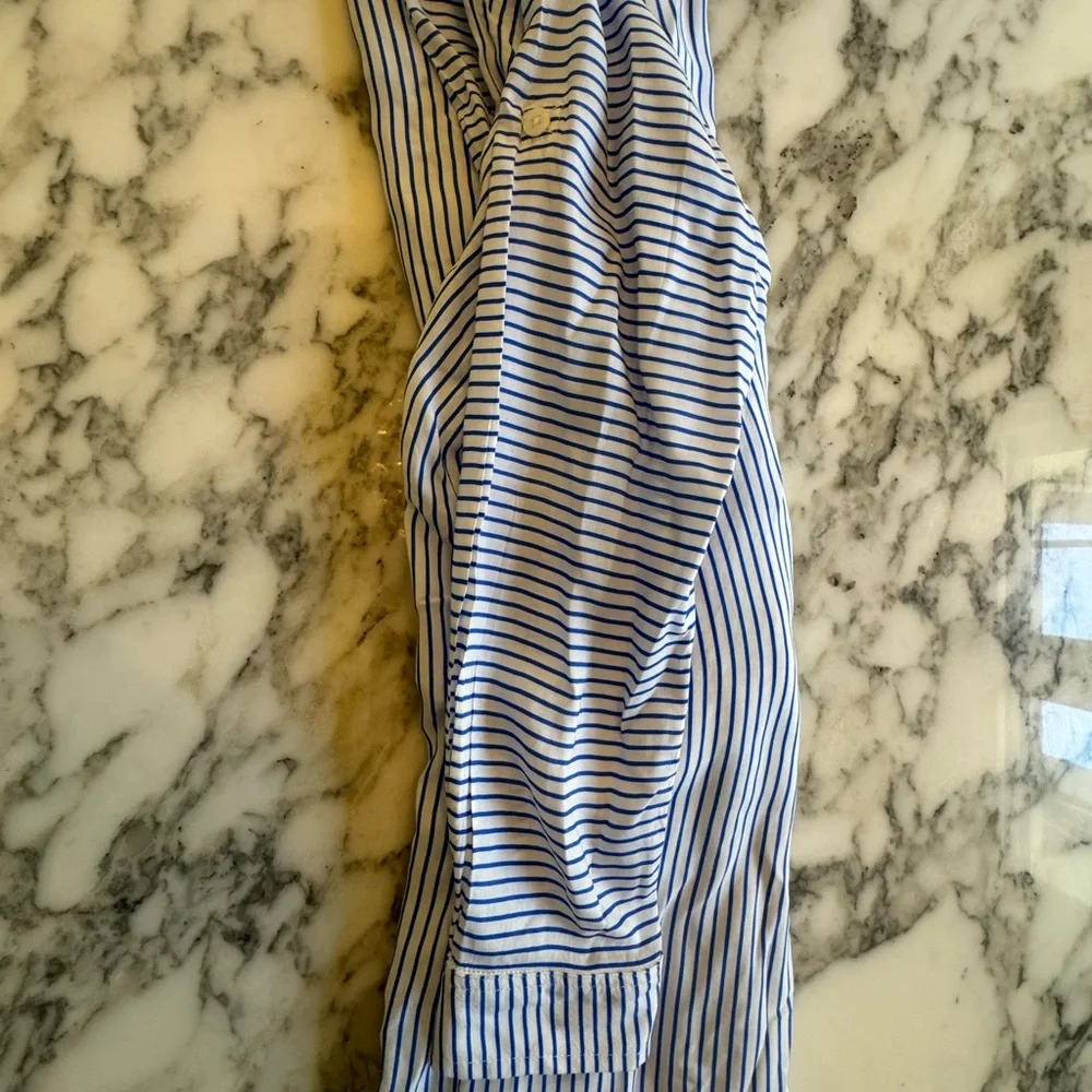 EUC Maaji Striped Women's Blue Harbour Island Long Sleeve Shirt Cover Up Blue L